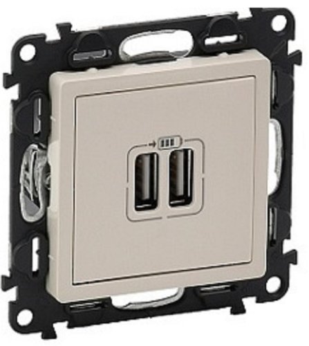 Розетка USB тип A+A без рамки Legrand Valena Life 2-м. 2400мА слоновая кость  картинка